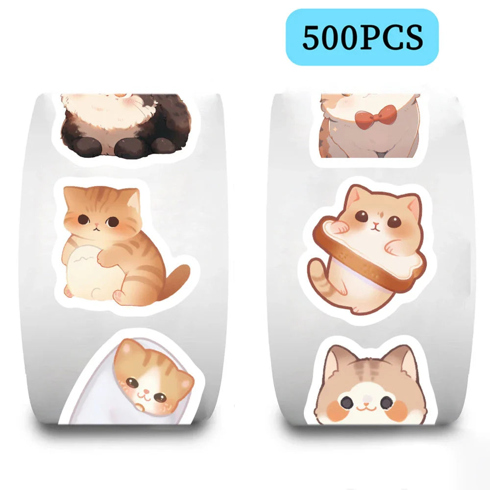 100-500pcs Cute Fat Cat Sticker Thank You Sticker DIY Gift Baking Package Decoration Lables Scrapbooking Stationery Supplies (ONLINE ORDER ONLY)