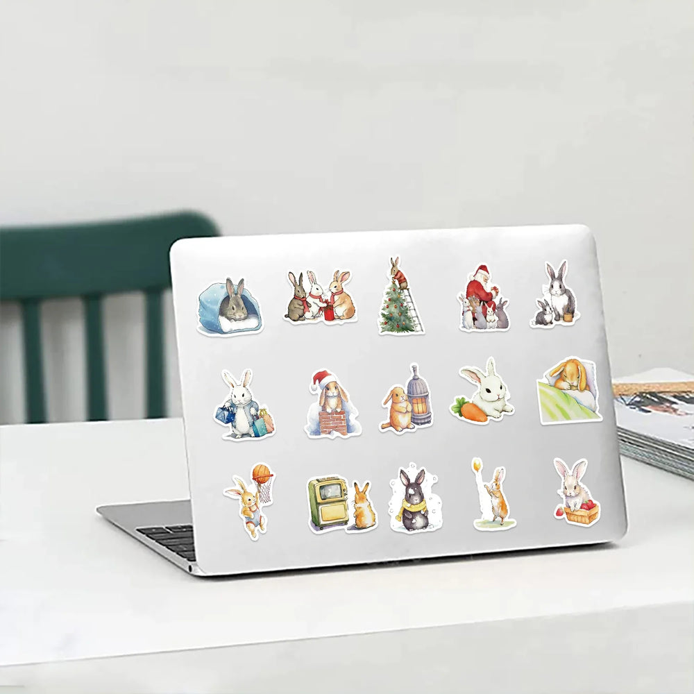 50pcs Retro Cute Cartoon Animal Bunny Rabbit Stickers For Luggage Laptop Water Bottle Phone Waterproof Graffiti Vinyl Decals (ONLINE ORDER ONLY)