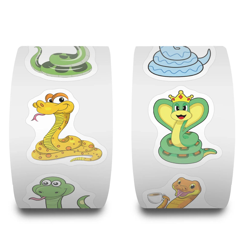 100-500pcs Cute Cartoon Snake Stickers for Laptop Phone Stationery Cup Scrapbook DIY Animals Kids Reward Sealing Label Sticker (ONLINE ORDER ONLY)