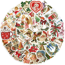 56Pcs Romantic Christmas Stickers Crafts Scrapbooking Book Label Decorative Christmas Tree Sticker DIY Stationery Notebook (ONLINE ORDER ONLY)