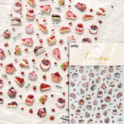 Colored Shiny Jelly Claw Paw Pudding Dessert Cherry Bowknot Cake Bow Tie Drink Food Love Heart Nail Art Sticker Manicure Decal (ONLINE ORDER ONLY)