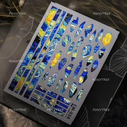 Colourful Star Moon Curved Line Arc Necklace Love Heart Hanging in The Air Starry Night Adhesive Nail Art Sticker Manicure Decal (Online Order Only)