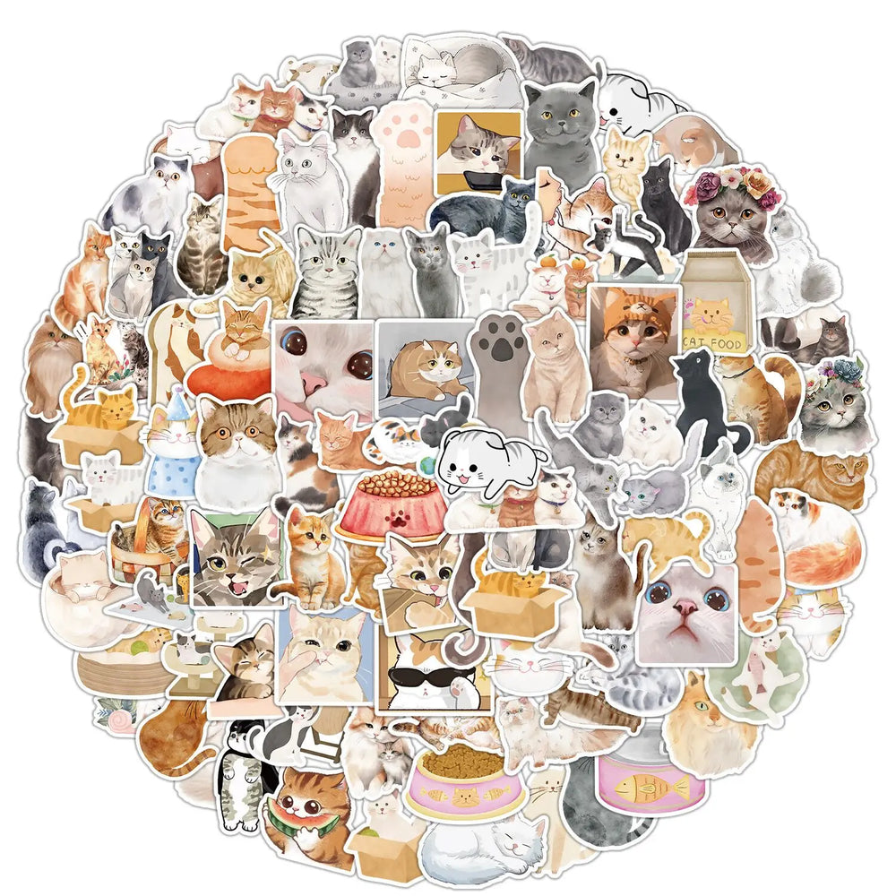 10/50/100pcs Cute Cat Meme Animal Graffiti Stickers Kawaii Cartoon Decals Kids Toy Laptop DIY Scrapbook Suitcase Phone Sticker (ONLINE ORDER ONLY)