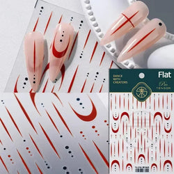 Chic Halo Dyeing Zebra Stripes Tender Black White Line Design Crescent Moon Arc Adhesive Nail Art Sticker Relief Manicure Decals (Online Order Only)