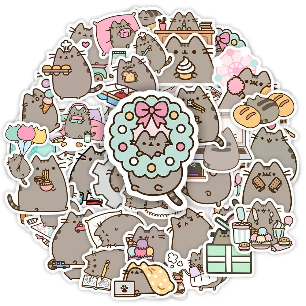 Cute Kawaii Chubby Cat Stickers Funny Kids DIY Toy Gift Graffiti Decal for Phone Luggage Laptop Bottles Scrapbook Waterproof (ONLINE ORDER ONLY)