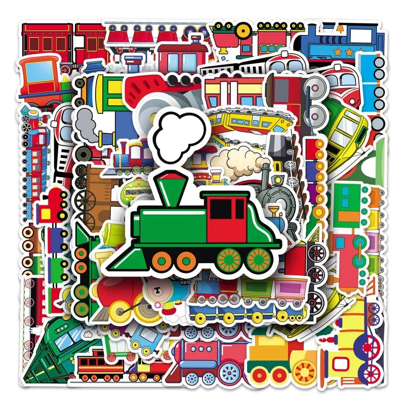 Cartoon Train Stickers 10/25/50pcs for DIY, Teacher Gifts, Wall Decals, Luggage, Phone (Online Order Only)