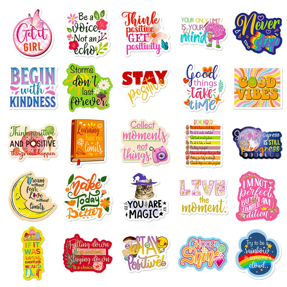 10/30/50/100pcs Cute INS Inspirational Quote Graffiti Stickers Decals Laptop Notebook Phone Suitcase Stationery Sticker Kids Toy (ONLINE ORDER ONLY)