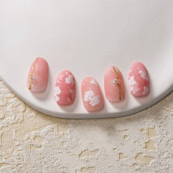 Romantic Cherry Blossom Sakura Flower Petal Leaf Self Adhesive Nail Art Stickers Rhinestone Shiny Flat Petalage Manicure Decals (ONLINE ORDER ONLY)