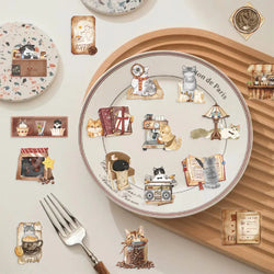 10/30/50PCS Cartoon Magic Stickers Cat Coffee Transparent Sticker DIY Toy Scrapbook Luggage Laptop Guitar Bike Graffiti Decals (ONLINE ORDER ONLY)