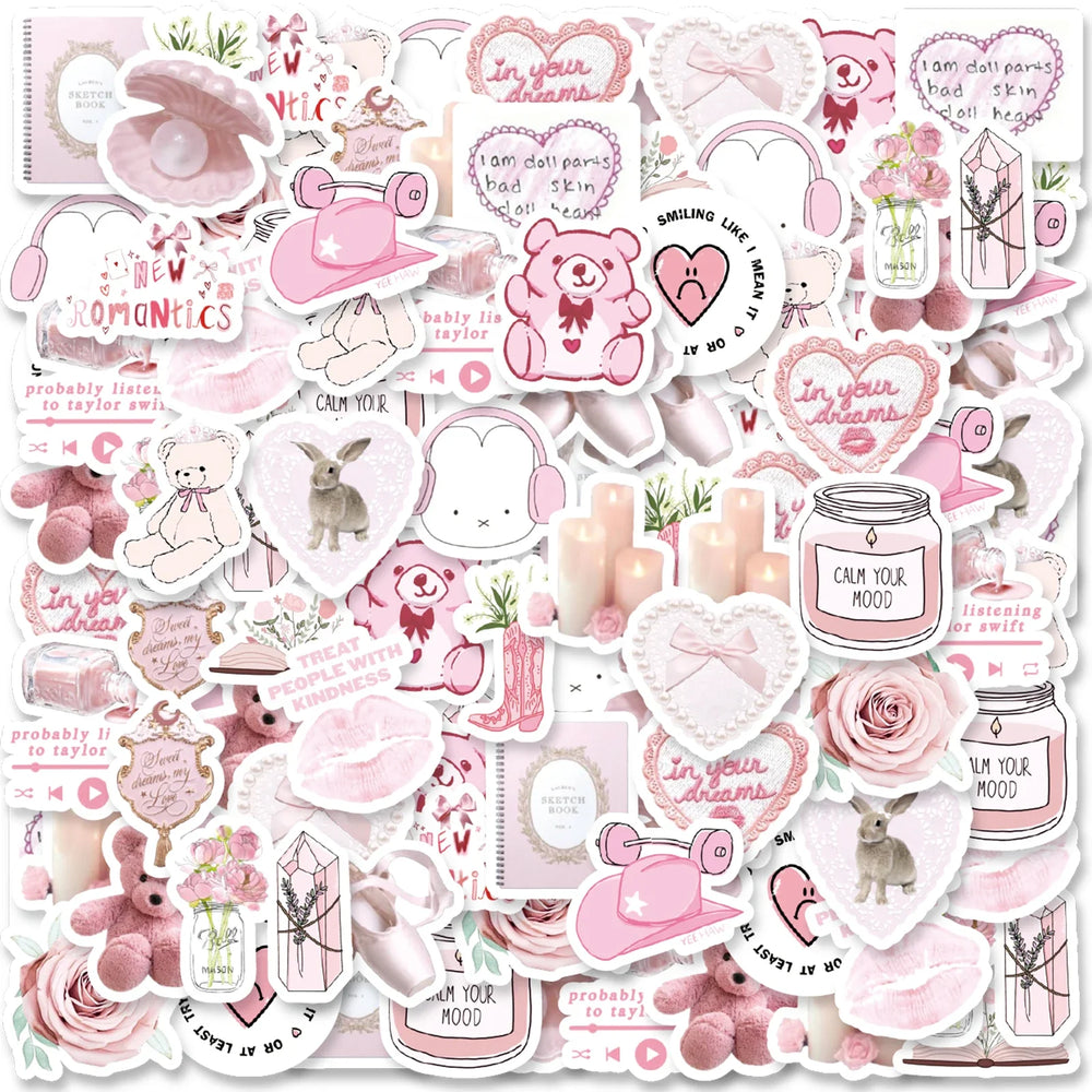 46pcs Valentine's Day Theme Pattern Stickers, Suitable for Valentine Parties, Photo Albums, Notebooks, Phone Cases, Water Bottle (ONLINE ORDER ONLY)