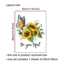Sunflower Butterfly Wall Stickers Decoration for Bedroom Living Room Self Adhesive Wall Decals Girls Room Aesthetic PVC Mural (ONLINE ORDER ONLY)
