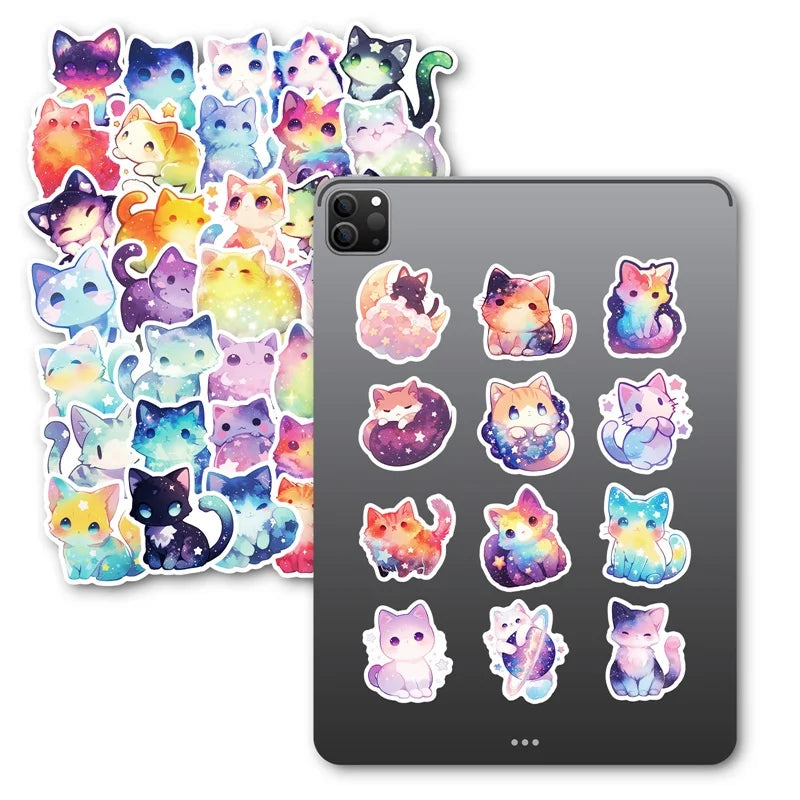 10/30/50PCS Cute Dream Star Cat Sticky PVC Sticker Aesthetic Stationery DIY Decoration Scrapbooking School Supplies for Kids (ONLINE ORDER ONLY)