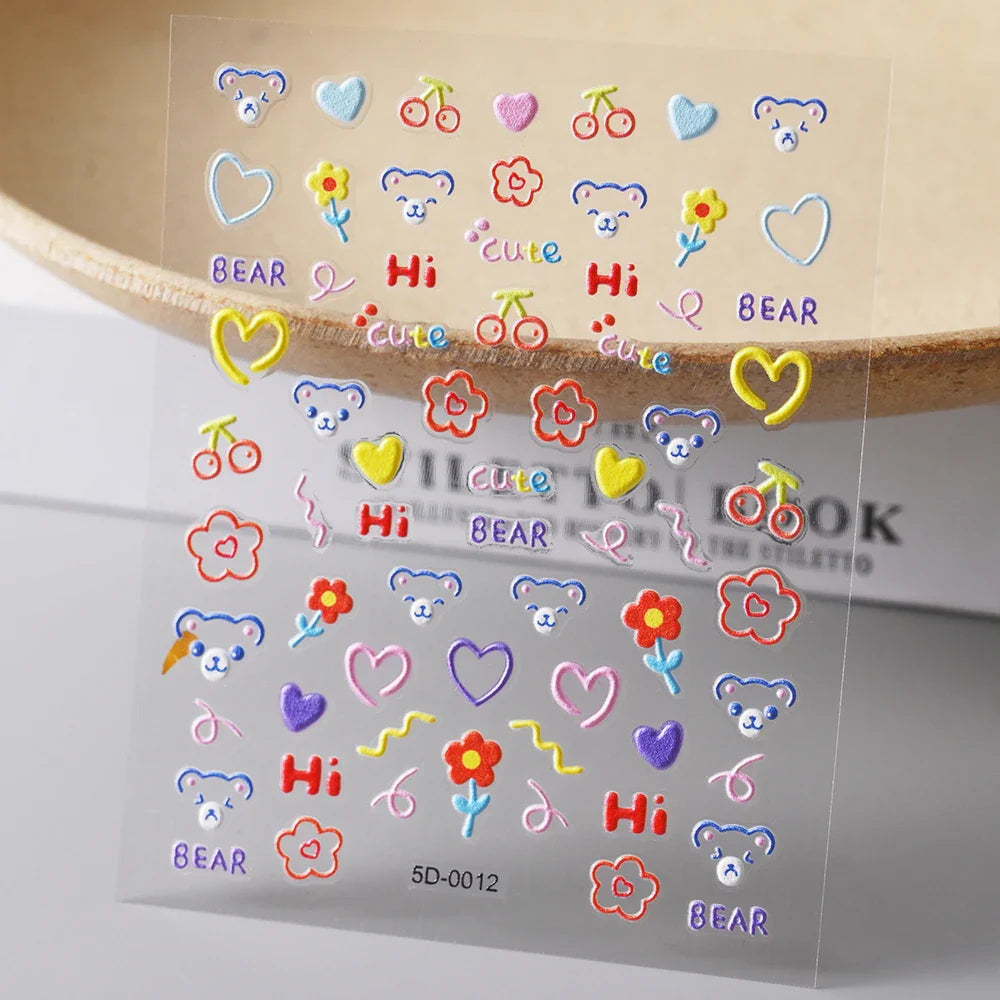 1pc 5D Flower Design Nail Art Stickers Colorful Flowers Nail Art Decals For DIY & Nail Salons Self-Adhesive Nail Art Supplies *^ (ONLINE ORDER ONLY)