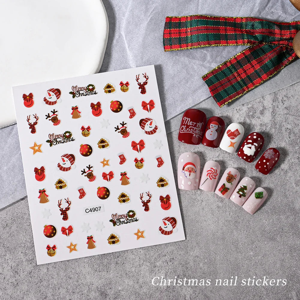 Merry Christmas Penguin Nail Art Sticker 3D Slider Deer Santa Claus Decal New Year Nail Decorations Sticker Manicure Accessories (ONLINE ORDER ONLY)
