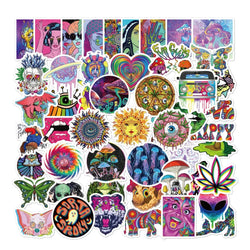 10/50PCS Cool Psychedelic Colorful Cartoon Graffiti Stickers Skateboard Fridge Laptop Motorcycle Luggage Classic Kid Sticker (Online Order Only)