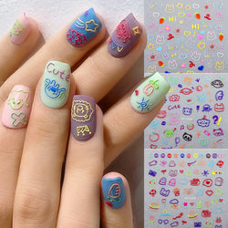1 Sheet 5D Embossed Nail Art Stickers Graffiti Heart Flower Design Nail Art Decals Self-Adhesive DIY Manicure Nail Art Supplies* (ONLINE ORDER ONLY)