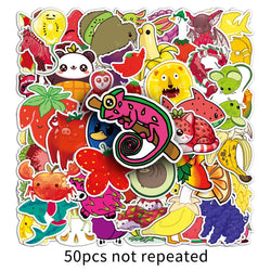 Fruit Animal Cartoon Stickers for Phone Laptop Luggage Skateboard - 10/30/50PCS (ONLINE ORDER ONLY)