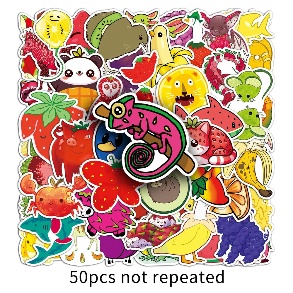 Fruit Animal Cartoon Stickers for Phone Laptop Luggage Skateboard - 10/30/50PCS (ONLINE ORDER ONLY)