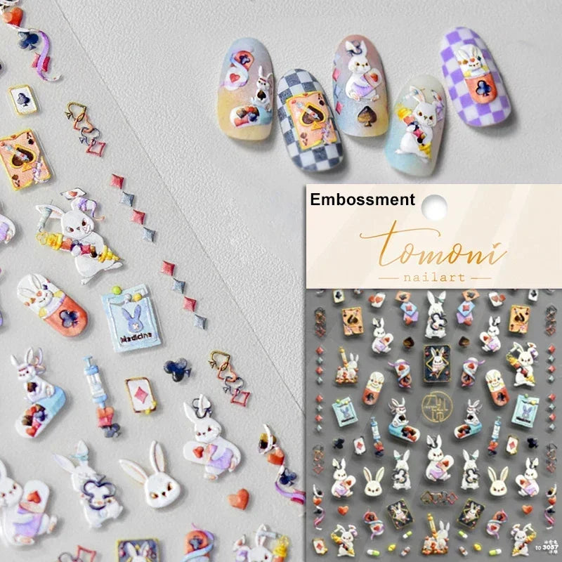 Gothic Dark Spider Butterfly Cross Flame Wings Halloween Horror Rose Flower Rabbit Pumpkin Bear Nail Art Stickers Manicure Decal (ONLINE ORDER ONLY)