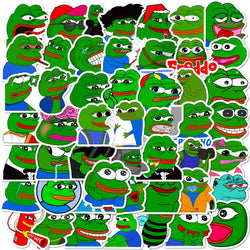 Funny Meme Frog Stickers for Scrapbooking, Phone, Laptop, Luggage, Car, Skateboard, Helmet, Bottle - 10/25/50pcs (Online Order Only)