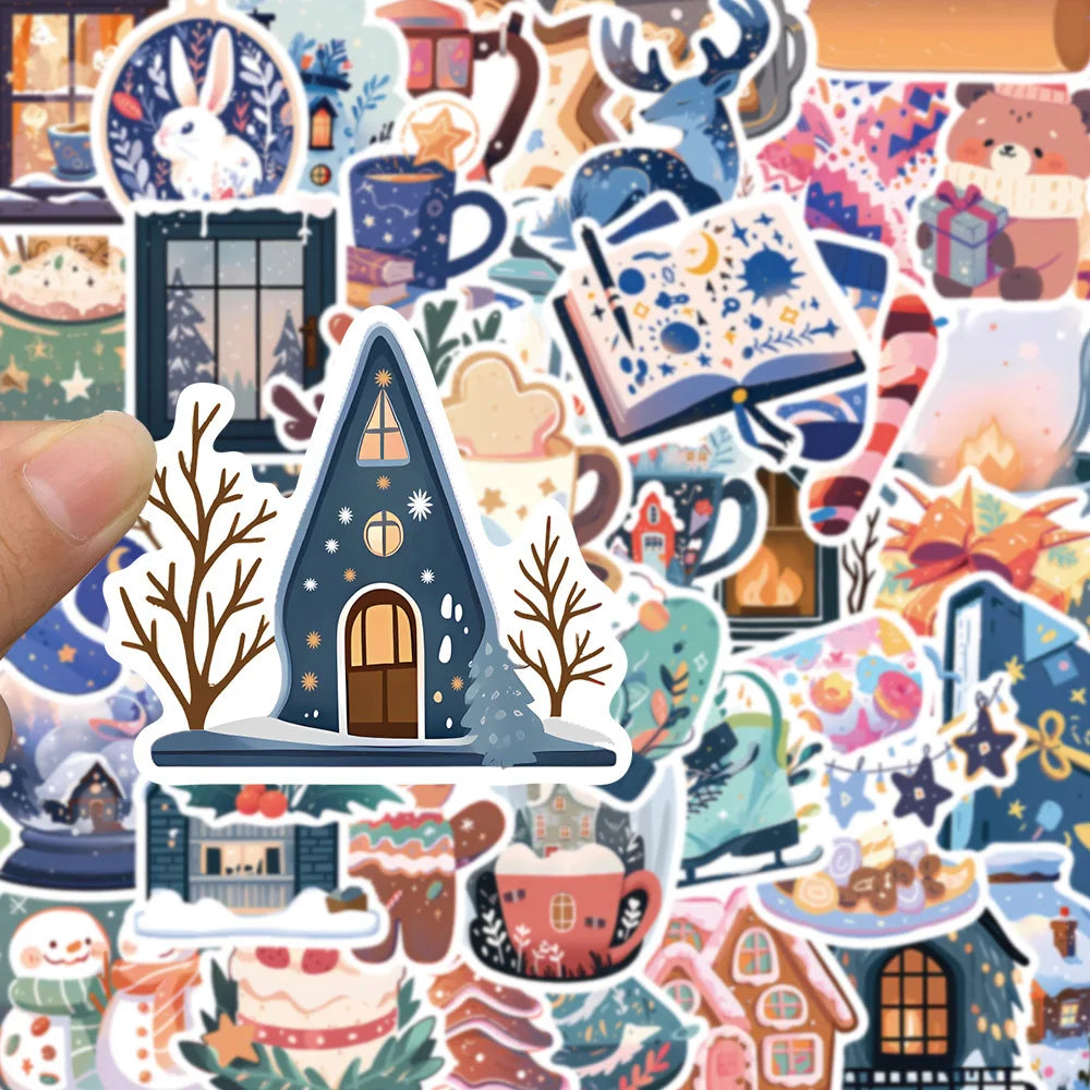 10/30/50PCS Cartoon Winter Christmas Graffiti Stickers Decals DIY Phone Scrapbook Luggage Helmet Kid Toy Cute Waterproof Sticker (ONLINE ORDER ONLY)