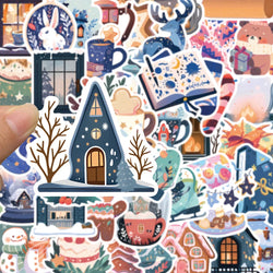 10/30/50PCS Cartoon Winter Christmas Graffiti Stickers Decals DIY Phone Scrapbook Luggage Helmet Kid Toy Cute Waterproof Sticker (ONLINE ORDER ONLY)