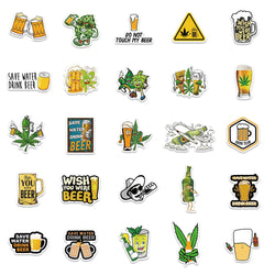 50pcs Funny Cartoon Beer Stickers For Luggage Guitar Phone Skateboard Vinyl Waterproof Graffiti Car Laptop Decals (ONLINE ORDER ONLY)