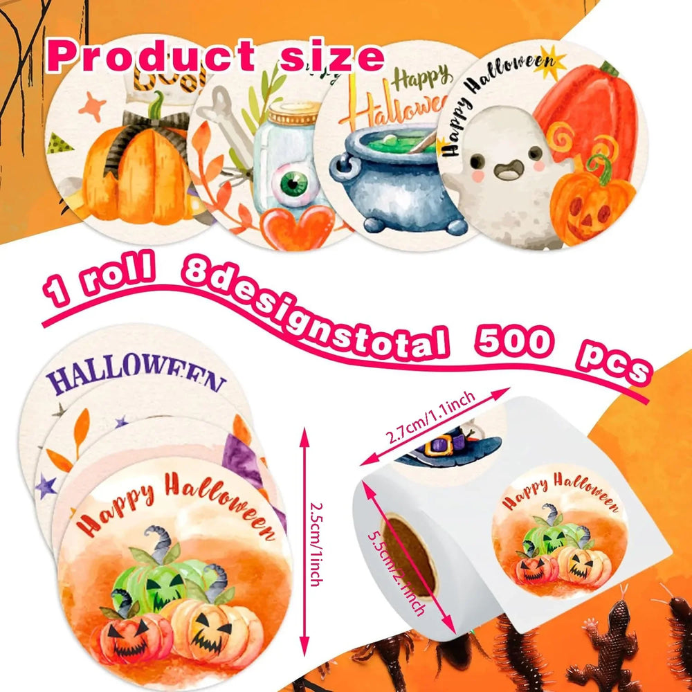 100-500pcs Halloween Stickers Pumpkin Handmade Labels Halloween Gift Decor Stickers Stationery stickers (ONLINE ORDER ONLY)