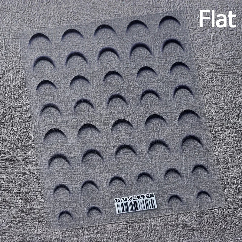 Chic Halo Dyeing Zebra Stripes Tender Black White Line Design Crescent Moon Arc Adhesive Nail Art Sticker Relief Manicure Decals (Online Order Only)