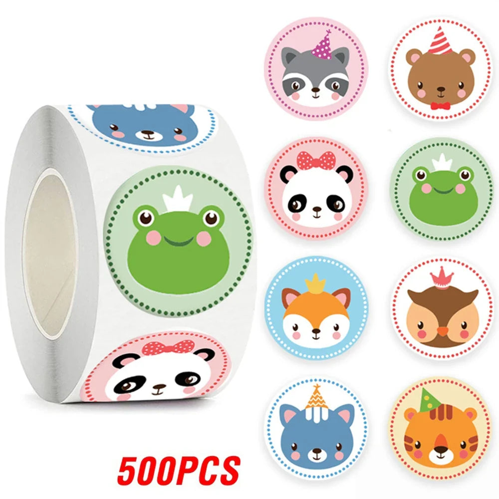 100-500pcs Cute Sticker for Kids Animals Face Reward Sticker for Classroom Teacher Supplies Motivational Scrapbooking (ONLINE ORDER ONLY)