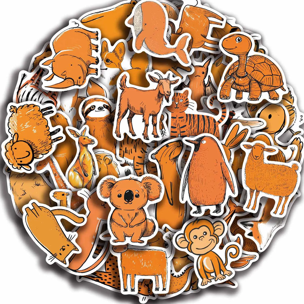 50PCS Cartoon Orange Animals Stickers For Laptop Suitcase Skateboarding Snowboard Retro Vinyl Home Sticker Cute Graffiti Decals (ONLINE ORDER ONLY)
