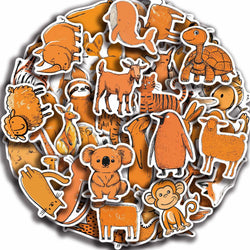 50PCS Cartoon Orange Animals Stickers For Laptop Suitcase Skateboarding Snowboard Retro Vinyl Home Sticker Cute Graffiti Decals (ONLINE ORDER ONLY)