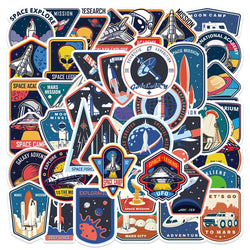 10/30/52PCS Outer Space Astronaut Cartoon Stickers Cute Airplane UFO Decals Kids Toy DIY Bike Phone Scrapbook Helmet Decoration (ONLINE ORDER ONLY)