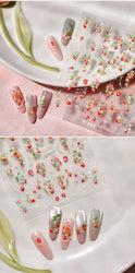 Strawberry Retro Lace Border  Flower Lovely Fruit Pearl Pendant Leaves Self Adhesive Nail Art Stickers Manicure Decal Wholesale (Online Order Only)