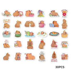 30pcs Cute Capibala Cartoon Graffiti Stickers Decorated Notebook Water Cup Diary Guitar Suitcase DIY Classic Toy Decal (Online Order Only)