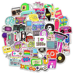 70 PCS 80s 90s Style Stickers Wall Stickers for Bedroom Closet Cool 80s Party Supplies Decor Sticker Decals Cute Home Decoration (ONLINE ORDER ONLY)