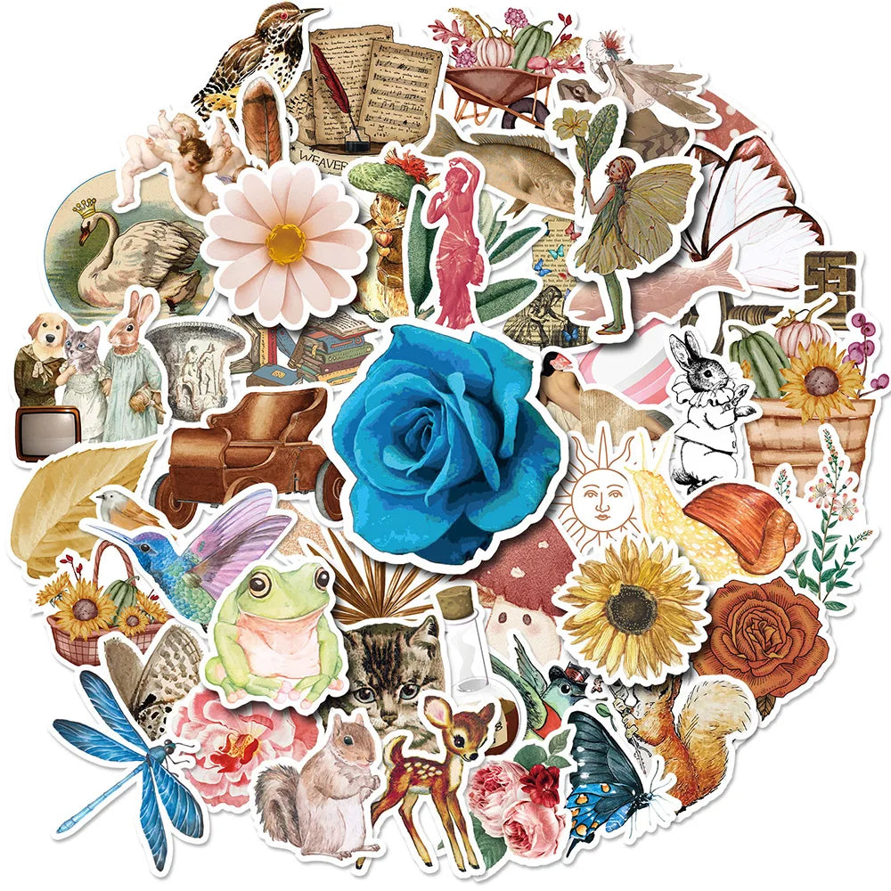 Cartoon Animal Plant Stickers 10/30/50pcs Waterproof Laptop Car DIY Decals (Online Order Only)