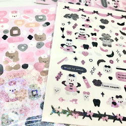Korean Cute Devil Bear Dialog Laser Sticker Scrapbooking DIY Album Decoration Sticker Aesthetic Kawaii Stationery Halloween Gift (ONLINE ORDER ONLY)