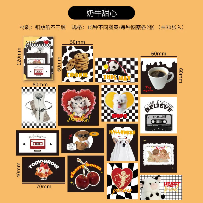 30pcs/lot Sweet Pictorial Series Scrapbooking Stickers Korean ins Hand Account Journal Collage Deco Material Stationery Sticker (ONLINE ORDER ONLY)