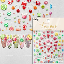 Colored Shiny Jelly Claw Paw Pudding Dessert Cherry Bowknot Cake Bow Tie Drink Food Love Heart Nail Art Sticker Manicure Decal (ONLINE ORDER ONLY)