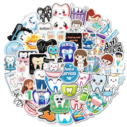10/50pcs Cute Funny Dental Tooth Shaped Stickers Cartoon Teeth Sticker Dentist Store Toothbrush Label Decoration Dentistry Gifts (ONLINE ORDER ONLY)