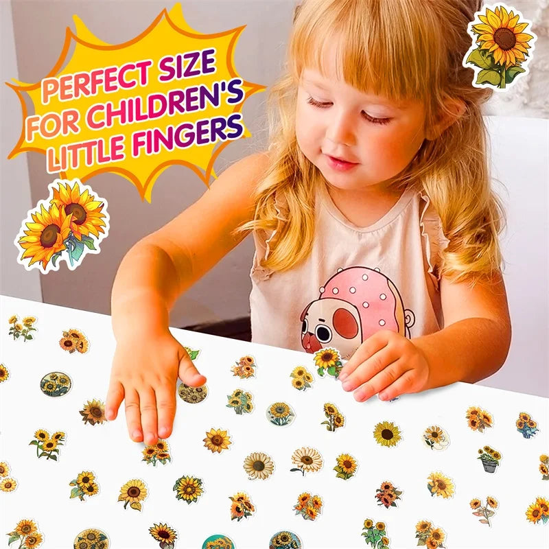 10/30/50PCS Pastoral Sunflower PVC Sticker Aesthetic Decoration Scrapbooking Stationery DIY Hand Accounting School Supplies (Online Order Only)