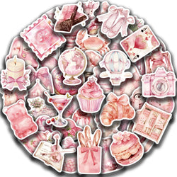 50pcs Pink Aesthetics Stickers Vinyl Decals DIY Skateboard Phone Laptop Car Luggage Bike Cool Waterproof Sticker (ONLINE ORDER ONLY)