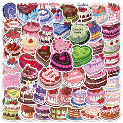 50pcs Cute Cartoon Constellation Cakes Stickers For Kids Adults Water Bottle Laptop Luggage Notebook Waterproof Vinyl Car Decals (Online Order Only)