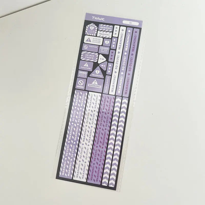 Korean Ins Cool Warning Strip Sticker Diary Hand Account Idol Card DIY Album Decoration Scrapbooking Stickers Kawaii Stationery (Online Order Only)