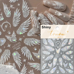White Pink Baby Child Angel Wing Heart Bowknot Leaves Key Star Cupid's Arrow Archery Adhesive Nail Art Stickers Manicure Decals (ONLINE ORDER ONLY)