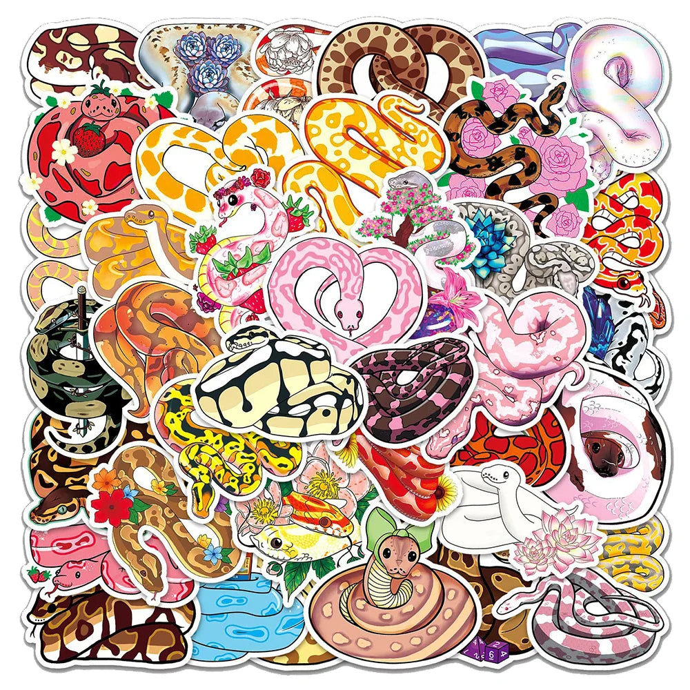 Cute Cartoon Snake Stickers - 10/30/50pcs Aesthetic Decals for Laptop, Phone, Suitcase, Fridge, Notebook (ONLINE ORDER ONLY)