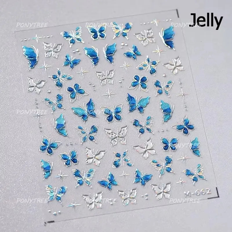 Dreamy Moon Stars Love Heart Butterfly Bowknot Lace Shiny Starburst Ribbon Delicate Adhesive Nail Art Stickers Manicure Decals (Online Order Only)