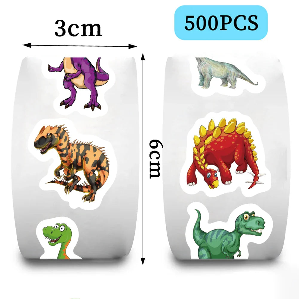 500pcs Cute Dinosaur Pattern Reward Encouragement Sticker Roll for Kids Motivational Stickers with Cute Animals for Students (ONLINE ORDER ONLY)