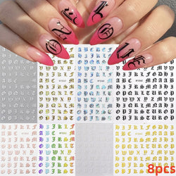 5/8Pcs 3D Hawaiian Flowers Nail Art Stickers Summer Decors with Tropical Leaves Slider Vibrant Pink & White Flowers for Parties* (ONLINE ORDER ONLY)
